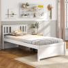 Giantex Queen Size Solid Wood Platform Bed Frame, Mid Century Queen Bed Frame with Headboard, Wooden Slat Support, Queen Panel Bed, No Box Spring Needed, Easy Assembly, White(White)