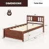 Giantex Queen Size Solid Wood Platform Bed Frame, Mid Century Queen Bed Frame with Headboard, Wooden Slat Support, Queen Panel Bed, No Box Spring Needed, Easy Assembly, White(Walnut)