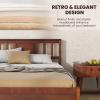 Giantex Queen Size Solid Wood Platform Bed Frame, Mid Century Queen Bed Frame with Headboard, Wooden Slat Support, Queen Panel Bed, No Box Spring Needed, Easy Assembly, White(Walnut)