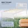 Giantex Queen Size Solid Wood Platform Bed Frame, Mid Century Queen Bed Frame with Headboard, Wooden Slat Support, Queen Panel Bed, No Box Spring Needed, Easy Assembly, White(White)