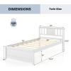 Giantex Queen Size Solid Wood Platform Bed Frame, Mid Century Queen Bed Frame with Headboard, Wooden Slat Support, Queen Panel Bed, No Box Spring Needed, Easy Assembly, White(White)