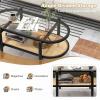Giantex Rattan Coffee Table, 2-Tier Oval Wood Tea Table with Tempered Glass Tabletop & PE Rattan Storage Shelf, 40″ Boho Cocktail Tables, Mid Century Modern Center Table for Living Room Office, Black(Black)