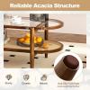 Giantex Rattan Coffee Table, 2-Tier Oval Wood Tea Table with Tempered Glass Tabletop & PE Rattan Storage Shelf, 40″ Boho Cocktail Tables, Mid Century Modern Center Table for Living Room Office, Black(Brown)
