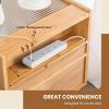 Giantex Rattan Nightstand with Drawer Set of 2, Boho Bamboo Bedside Table with Tempered Glass Top and Solid Wood Legs, 20″ End Side Table with Storage, Night Stand for Bedroom, Living Room, Natural(Natural)