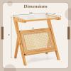 Giantex Rattan Side Table Set of 2, Boho Nightstand with Glass Top & Magazine Rack, End Table with Storage, Bamboo Bedside Table for Small Space Living Room Bedroom, Natural(Natural)