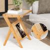 Giantex Rattan Side Table Set of 2, Boho Nightstand with Glass Top & Magazine Rack, End Table with Storage, Bamboo Bedside Table for Small Space Living Room Bedroom, Natural(Natural)