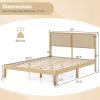 Giantex Rattan Twin Bed Frame with Headboard, Boho Solid Wood Platform Bed with Wooden Foundation & Slats, Underneath Storage Space, Twin Bed Frames for Kids Adults, No Box Spring Needed, Natural(Queen)