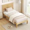 Giantex Rattan Twin Bed Frame with Headboard, Boho Solid Wood Platform Bed with Wooden Foundation & Slats, Underneath Storage Space, Twin Bed Frames for Kids Adults, No Box Spring Needed, Natural(Twin)