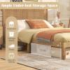 Giantex Rattan Twin Bed Frame with Headboard, Boho Solid Wood Platform Bed with Wooden Foundation & Slats, Underneath Storage Space, Twin Bed Frames for Kids Adults, No Box Spring Needed, Natural(Queen)