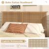 Giantex Rattan Twin Bed Frame with Headboard, Boho Solid Wood Platform Bed with Wooden Foundation & Slats, Underneath Storage Space, Twin Bed Frames for Kids Adults, No Box Spring Needed, Natural(Queen)