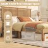 Giantex Rattan Twin Bed Frame with Headboard, Boho Solid Wood Platform Bed with Wooden Foundation & Slats, Underneath Storage Space, Twin Bed Frames for Kids Adults, No Box Spring Needed, Natural(Full)