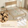 Giantex Rattan Twin Bed Frame with Headboard, Boho Solid Wood Platform Bed with Wooden Foundation & Slats, Underneath Storage Space, Twin Bed Frames for Kids Adults, No Box Spring Needed, Natural(Queen)