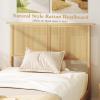 Giantex Rattan Twin Bed Frame with Headboard, Boho Solid Wood Platform Bed with Wooden Foundation & Slats, Underneath Storage Space, Twin Bed Frames for Kids Adults, No Box Spring Needed, Natural(Twin)