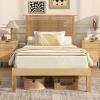 Giantex Rattan Twin Bed Frames with Rattan Headboard, Boho Solid Wood Platform Bed with Wooden Slats, 12 Inch Twin Bed Frame with Storage Underneath for Kids Adults, No Box Spring Needed, Natural