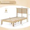 Giantex Rattan Twin Bed Frames with Rattan Headboard, Boho Solid Wood Platform Bed with Wooden Slats, 12 Inch Twin Bed Frame with Storage Underneath for Kids Adults, No Box Spring Needed, Natural