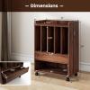 Giantex Record Player Stand, Rolling Turntable Stand with Drawer, Hook & Lockable Wheels, Vinyl Record Display Shelf Holds Up to 180 Albums, for Living Room Bedroom (White)(Rustic Brown)