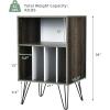 Giantex Record Player Stand, White Turntable Stand Holds up to 150 Albums, Mid-Century Vinyl Storage Cabinet Table with Metal Legs, Record Player Holder End Table for Bedroom Living Room(Grey)