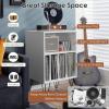 Giantex Record Player Stand, White Turntable Stand Holds up to 150 Albums, Mid-Century Vinyl Storage Cabinet Table with Metal Legs, Record Player Holder End Table for Bedroom Living Room(White)