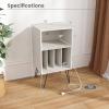 Giantex Record Player Stand, White Turntable Stand Holds up to 150 Albums, Mid-Century Vinyl Storage Cabinet Table with Metal Legs, Record Player Holder End Table for Bedroom Living Room(White)