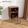 Giantex Record Player Stand with Charging Station, Turntable Cabinet with Metal Legs, Vinyl Record Storage Cabinet Holds Up to 150 Albums for Living Room, Bedroom (Black)(Walnut)
