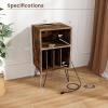 Giantex Record Player Stand with Charging Station, Turntable Cabinet with Metal Legs, Vinyl Record Storage Cabinet Holds Up to 150 Albums for Living Room, Bedroom (Black)(Rustic Brown)