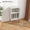 Giantex Record Player Stand with Charging Station, Turntable Cabinet with Metal Legs, Vinyl Record Storage Cabinet Holds Up to 150 Albums for Living Room, Bedroom (Black)(White)