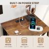 Giantex Record Player Stand with Charging Station, Turntable Stand with Record Storage & 4 Rolling Wheels, Vinyl Record Storage Table up to 250 Albums for Living Room, Bedroom (Grey Oak)(Dark Brown)
