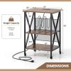 Giantex Record Player Stand with Charging Station, Turntable Stand with Record Storage & 4 Rolling Wheels, Vinyl Record Storage Table up to 250 Albums for Living Room, Bedroom (Grey Oak)(Dark Brown)