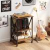 Giantex Record Player Stand with Charging Station, Turntable Stand with Record Storage & 4 Rolling Wheels, Vinyl Record Storage Table up to 250 Albums for Living Room, Bedroom (Grey Oak)(Dark Brown)
