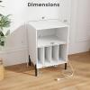 Giantex Record Player Stand with Charging Station, Turntable Stand with Storage Cabinet, Record Player Shelf with Metal Legs, Vinyl Record Storage up to 150 Albums for Living Room (Oak)(White)
