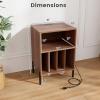 Giantex Record Player Stand with Charging Station, Turntable Stand with Storage Cabinet, Record Player Shelf with Metal Legs, Vinyl Record Storage up to 150 Albums for Living Room (Oak)(Walnut)