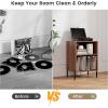 Giantex Record Player Stand with Charging Station, Turntable Stand with Storage Cabinet, Record Player Shelf with Metal Legs, Vinyl Record Storage up to 150 Albums for Living Room (Oak)(Walnut)