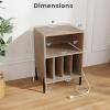 Giantex Record Player Stand with Charging Station, Turntable Stand with Storage Cabinet, Record Player Shelf with Metal Legs, Vinyl Record Storage up to 150 Albums for Living Room (Oak)(Oak)
