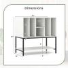 Giantex Record Player Stand with Charging Station, Turntable Stand with Storage Shelves Hold Up to 150+ Albums, Record Player Table with Metal Frame, Vinyl Record Storage for Music Living Room, White(White)
