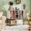 Giantex Record Player Stand with Charging Station, Turntable Stand with Storage Shelves Hold Up to 150+ Albums, Record Player Table with Metal Frame, Vinyl Record Storage for Music Living Room, White(White)