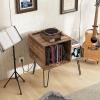 Giantex Record Player Stand with Charging Station, Turntable Stand with Vinyl Divider & Display Shelf, Mid-century Modern End Table Holds Up to 150 Albums, Vinyl Record Storage Cabinet for Living Room(Rustic Brown)