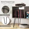 Giantex Record Player Stand with Charging Station, Turntable Stand with Vinyl Divider & Display Shelf, Mid-century Modern End Table Holds Up to 150 Albums, Vinyl Record Storage Cabinet for Living Room(Grey)