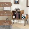 Giantex Record Player Stand with Charging Station, Turntable Stand with Vinyl Divider & Display Shelf, Mid-century Modern End Table Holds Up to 150 Albums, Vinyl Record Storage Cabinet for Living Room(Rustic Brown)