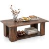 Giantex Rectangle Wood Center Table, 41″ L 2-Tier Small Modern Tea Table w/Open Compartment, Easy Assembly, Accent Coffee Table for Living Room, Reception Room, White(Rustic Brown)