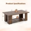 Giantex Rectangle Wood Center Table, 41″ L 2-Tier Small Modern Tea Table w/Open Compartment, Easy Assembly, Accent Coffee Table for Living Room, Reception Room, White(Rustic Brown)