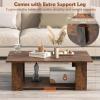 Giantex Rectangle Wood Center Table, 41″ L 2-Tier Small Modern Tea Table w/Open Compartment, Easy Assembly, Accent Coffee Table for Living Room, Reception Room, White(Rustic Brown)