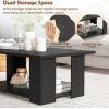 Giantex Rectangle Wood Center Table, 41″ L 2-Tier Small Modern Tea Table w/Open Compartment, Easy Assembly, Accent Coffee Table for Living Room, Reception Room, White(Black)