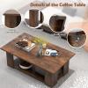 Giantex Rectangle Wood Center Table, 41″ L 2-Tier Small Modern Tea Table w/Open Compartment, Easy Assembly, Accent Coffee Table for Living Room, Reception Room, White(Rustic Brown)