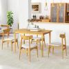 Giantex Rectangular Dining Table, Mid Century Modern Kitchen Table, Vintage Coffee Table W/Tabletop & Solid Wood Legs, Wood Farmhouse Table (Natural)(Natural)