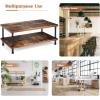 Giantex Retro Coffee Table W/Thick Tabletop, Industrial Steel Pipe Legs & 2-Tier Storage Shelf Accent Table for Living Room, Reception Room, Easy Assembly Center Table, Rustic Brown(Rustic Brown)