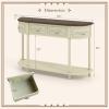 Giantex Retro Console Table with Drawers, 52″ Long Narrow Sofa Table w/Open Shelf, Half-Moon Entryway Table with Storage, Solid Wood Legs, Vintage Entry Table for Living Room Hallway, Beige