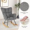 Giantex Rocking Chair Nursery, Modern Rocking Accent Chair w/High Backrest, Padded Armrests, Solid Metal & Wood Frame, Upholstered Linen Glider Rocker Chair for Nursery Living Room Bedroom, Dark Grey(Dark Grey)