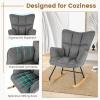 Giantex Rocking Chair Nursery, Modern Rocking Accent Chair w/High Backrest, Padded Armrests, Solid Metal & Wood Frame, Upholstered Linen Glider Rocker Chair for Nursery Living Room Bedroom, Dark Grey(Dark Grey)