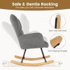 Giantex Rocking Chair Nursery, Modern Rocking Accent Chair w/High Backrest, Padded Armrests, Solid Metal & Wood Frame, Upholstered Linen Glider Rocker Chair for Nursery Living Room Bedroom, Dark Grey(Dark Grey)