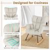 Giantex Rocking Chair Nursery, Modern Rocking Accent Chair w/High Backrest, Padded Armrests, Solid Metal & Wood Frame, Upholstered Linen Glider Rocker Chair for Nursery Living Room Bedroom, Dark Grey(Beige)